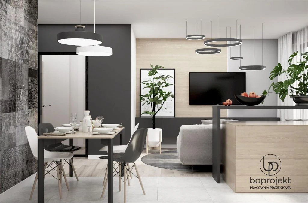 home staging boprojekt nowoczesny salon z kuchnią