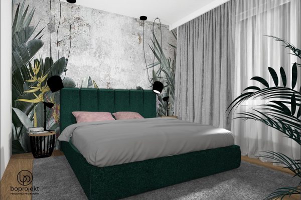 projekt sypialni Sypialnia w zieleni boprojekt